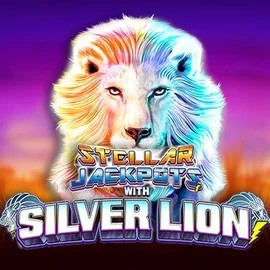 Official Jackpots logo: Stellar Jackpots with Silver Lion by Lightning Box Game at Lizaro Casino